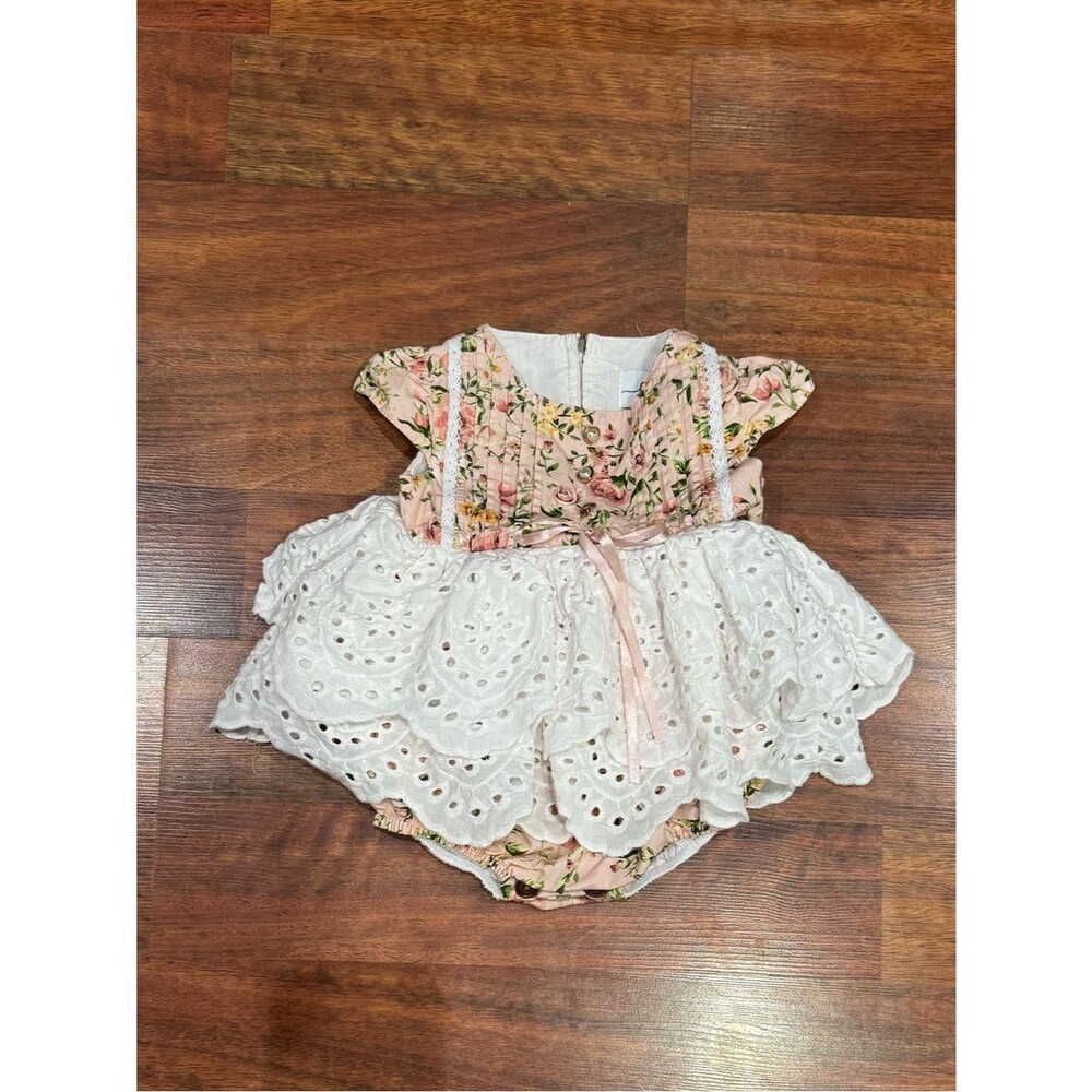 Love and Grow - Light Pink Floral Dress with Eyelet Lace